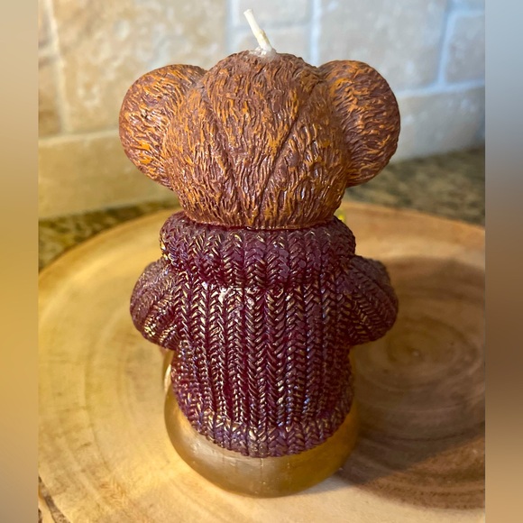 Vintage Wax Candle Brown Teddy Bear in sweater reading a book - Picture 4 of 7